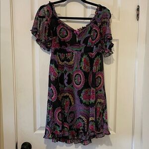 Y2K Betsey Johnson paisley sheer chemise babydoll dress slip